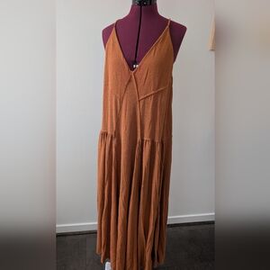 Free People Eros Maxi Dress in Roasted Pecan Coverup Size Medium Beach Vacation